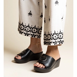Mules compensées noires avec boucle Keirenh le noir 3