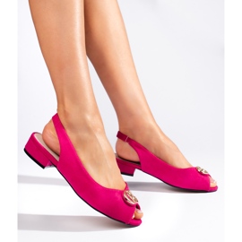 Sandales femme en daim fuchsia rose 3