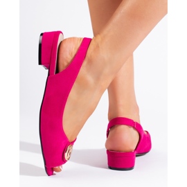 Sandales femme en daim fuchsia rose 1