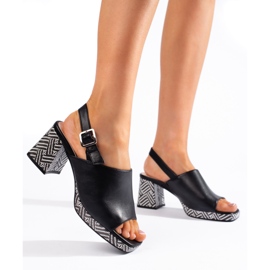 Sandales à talons hauts élégantes noires de Sergio Leone le noir 1 Sandales à talons hauts élégantes noires de Sergio Leone le noir 1