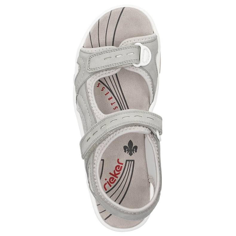 Sandales de sport confortables pour femmes avec velcro, gris Rieker 68866-40 2 Sandales de sport confortables pour femmes avec velcro, gris Rieker 68866-40 2