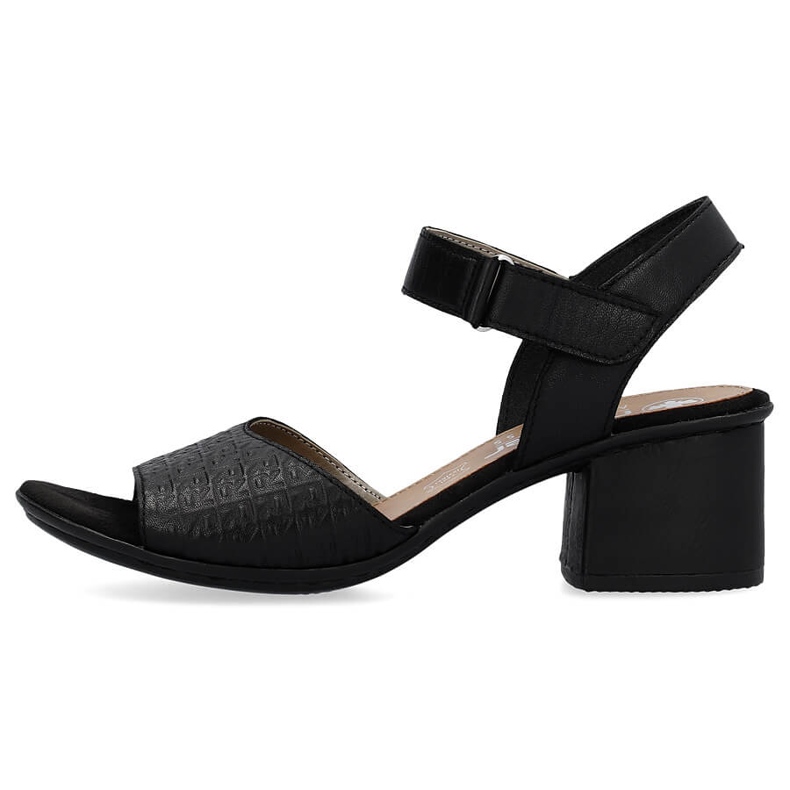 Sandales à talons hauts pour femmes confortables en cuir avec velcro, noir Rieker 64693-00 le noir 1 Sandales à talons hauts pour femmes confortables en cuir avec velcro, noir Rieker 64693-00 le noir 1