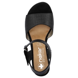 Sandales à talons hauts pour femmes confortables en cuir avec velcro, noir Rieker 64693-00 le noir 2 Sandales à talons hauts pour femmes confortables en cuir avec velcro, noir Rieker 64693-00 le noir 2