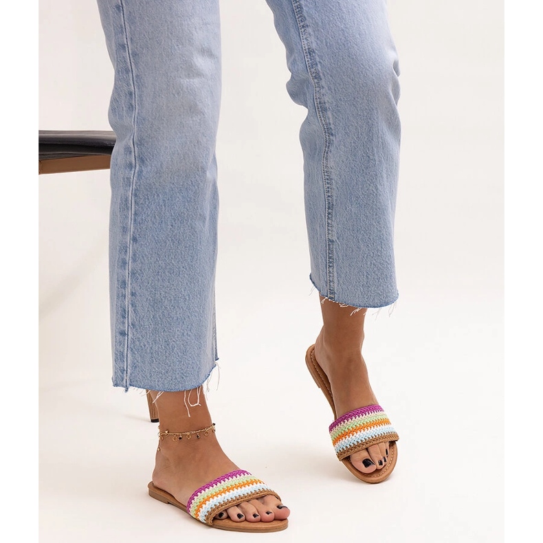 Claquettes Marika brodées multicolores 1 Claquettes Marika brodées multicolores 1