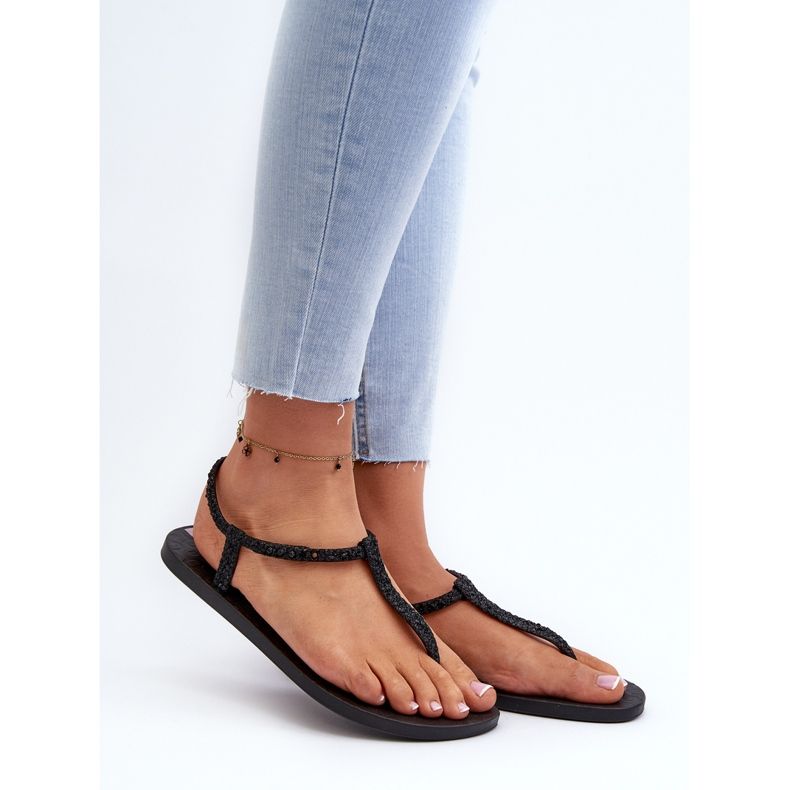 Tongs pour femmes avec paillettes 26914 Ipanema Class Brilha Fem Noir 2