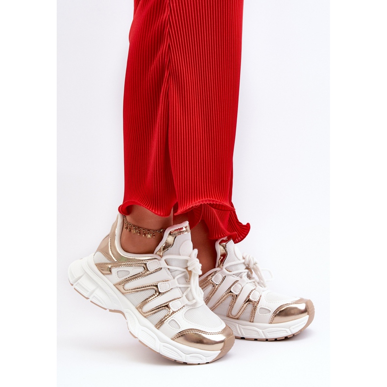 Baskets Femme Blanc et Doré Ahmani blanche 2