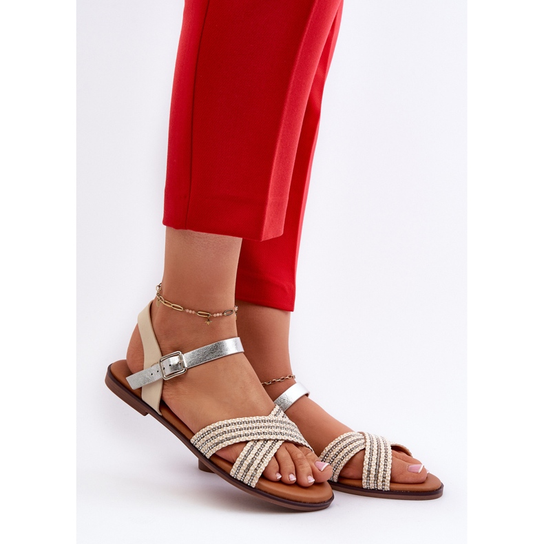 S.Barski MY923, Sandales Plates pour Femme, Beige 2