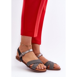 S.Barski MY923 Sandales Plates Femme Noir 2