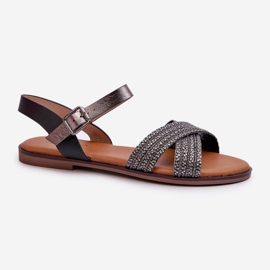 S.Barski MY923 Sandales Plates Femme Noir 1