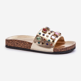 Tongs pour femmes avec décorations S.Barski MY122 Or d'or 1 Tongs pour femmes avec décorations S.Barski MY122 Or d'or 1