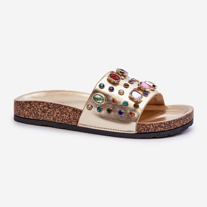 Tongs pour femmes avec décorations S.Barski MY122 Or d'or 1 Tongs pour femmes avec décorations S.Barski MY122 Or d'or 1