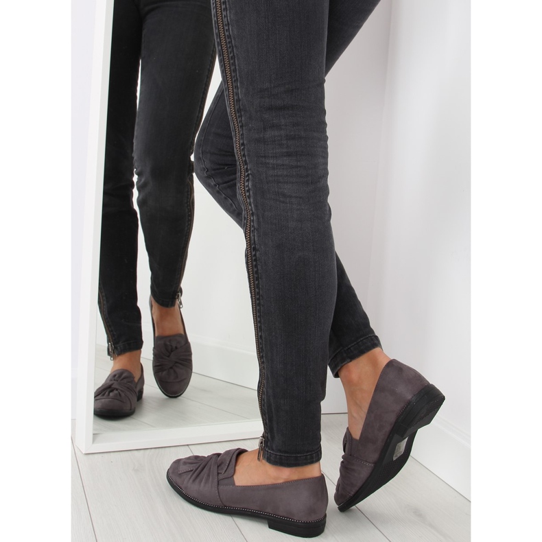 Mocassins pour femme avec un nœud gris gris 2 Mocassins pour femme avec un nœud gris gris 2