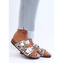 Tongs Décorées Pour Femmes Avec Boucles S.Barski MY121 Argent 2