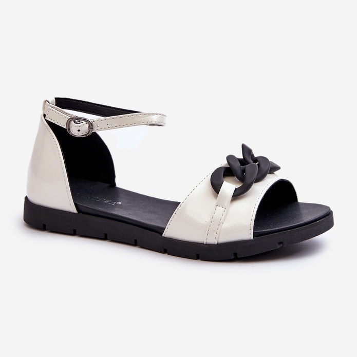 Sandales Plates Femme Avec Chaîne Vinceza 17320 Blanc blanche 1