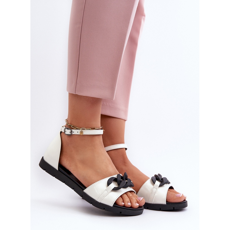 Sandales Plates Femme Avec Chaîne Vinceza 17320 Blanc blanche 2