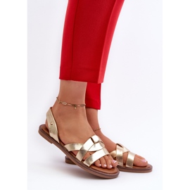 Sandales plates pour femmes en cuir écologique Vinceza 17347 Or d'or 2