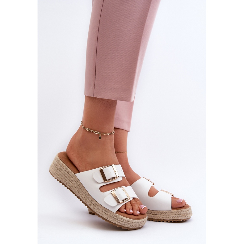 Tongs Pour Femmes En Cuir Écologique Tressé, Blanc Zaloemi 2