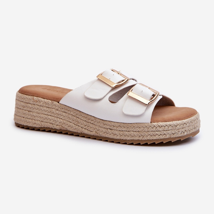 Tongs Pour Femmes En Cuir Écologique Tressé, Blanc Zaloemi 1