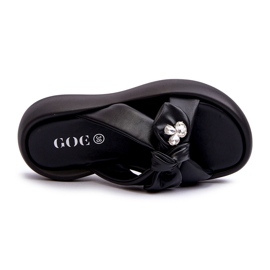 Tongs en cuir pour femmes sur la plateforme noir GOE NN2N4110 le noir 6