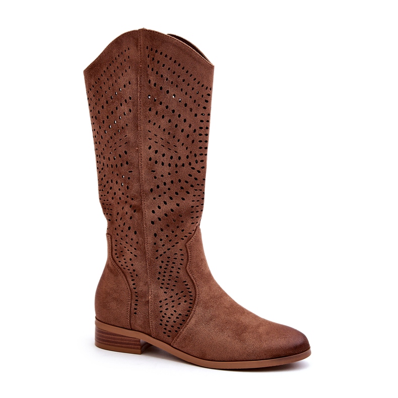 Vinceza Bottines Mi-mollet Ajourées Marron Kleorelia brun 1