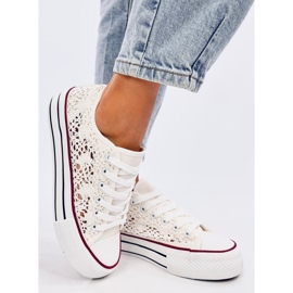 Ferrie écru Baskets à lacets blanches 1