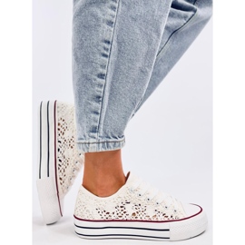 Ferrie écru Baskets à lacets blanches 2