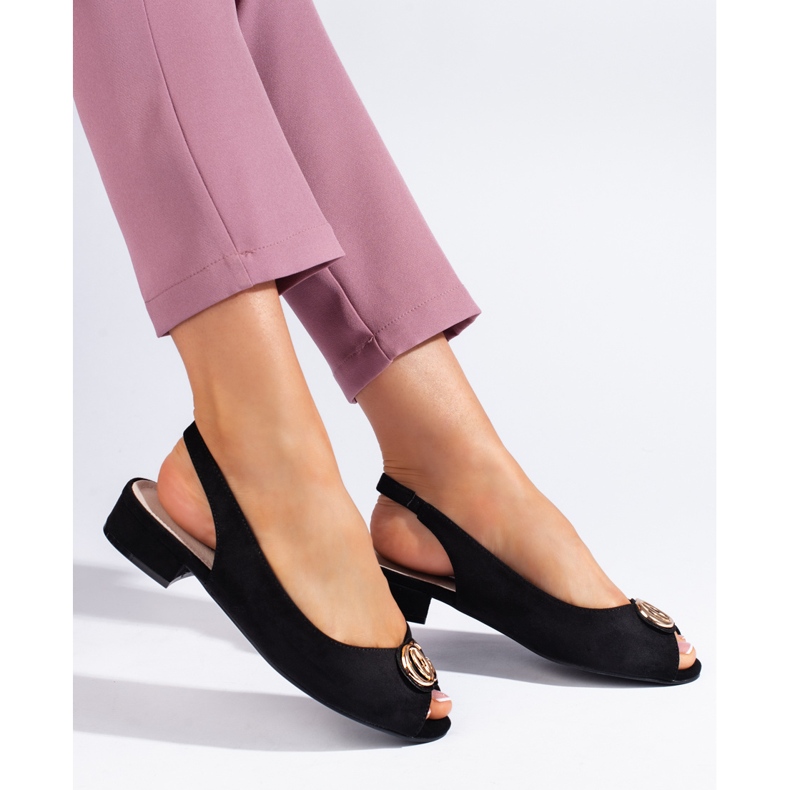 Sandales femme en daim noir 1