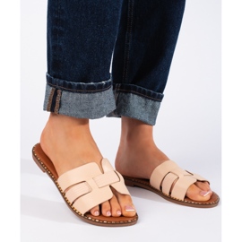 Tongs femme classiques beiges 1