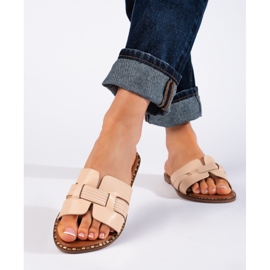 Tongs femme classiques beiges 2