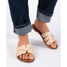Tongs femme classiques beiges 3