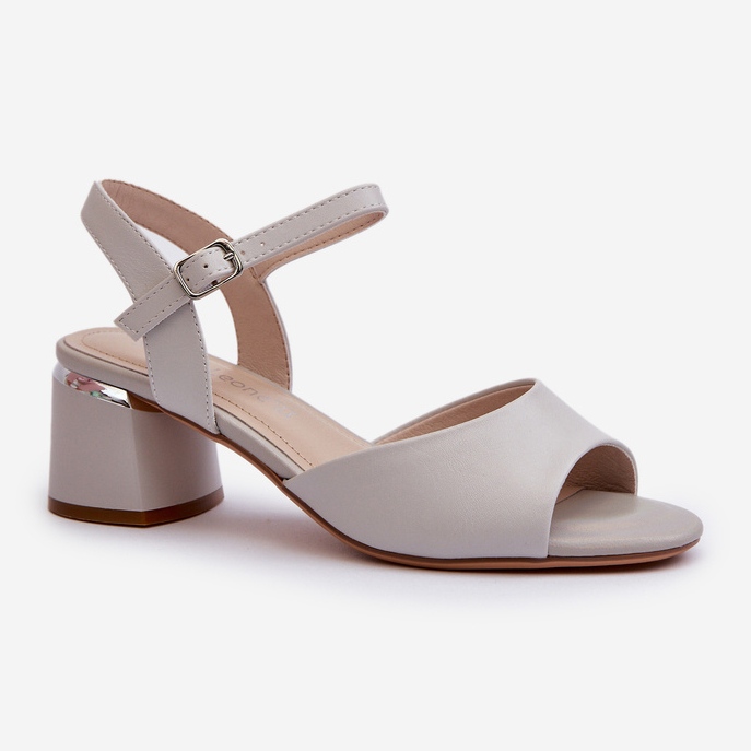 Sandales à talons bas pour femmes en cuir écologique Sergio Leone SK876 gris 1