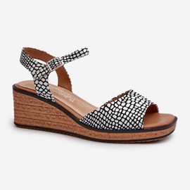 Sandales Compensées Femme Sergio Leone SK303 Blanc et Noir blanche 2