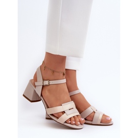 Sandales à talons hauts pour femmes en cuir écologique Sergio Leone SK894 Beige 2 Sandales à talons hauts pour femmes en cuir écologique Sergio Leone SK894 Beige 2