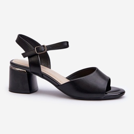 Sandales à talons bas pour femmes en cuir écologique Sergio Leone SK876 noir le noir 1 Sandales à talons bas pour femmes en cuir écologique Sergio Leone SK876 noir le noir 1