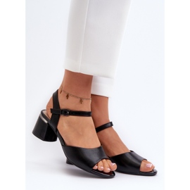 Sandales à talons bas pour femmes en cuir écologique Sergio Leone SK876 noir 2