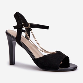 Sandales Pour Femmes À Talon Haut En Daim Eco Avec Chaîne Sergio Leone SK925 Noir le noir 2