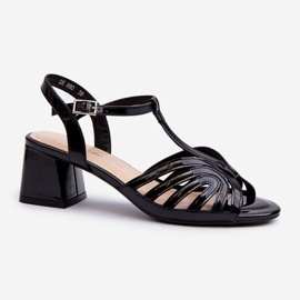 Sandales à talons hauts vernies pour femmes Sergio Leone SK880 Noir 1