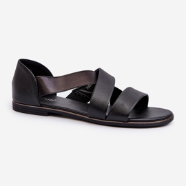 Sandales en cuir à trépointe, Noir Pouilles le noir 1