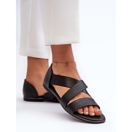 Sandales en cuir à trépointe, Noir Pouilles le noir 5