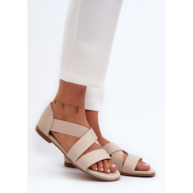 Sandales en cuir Puglia beige avec trépointe 2