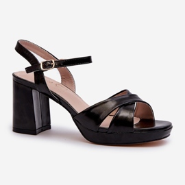 Sandales à talons hauts pour femmes en cuir écologique noir Jatine le noir 1
