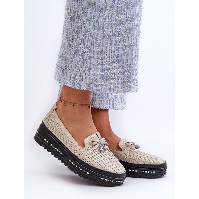 Mocassins En Cuir Brillant Pour Femme Sur La Plateforme S.Barski LR400 Or d'or 2