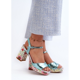 S.Barski Sandales florales à talons hauts pour femmes D&A CR980 Bleu 2 S.Barski Sandales florales à talons hauts pour femmes D&A CR980 Bleu 2