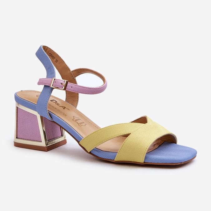 S.Barski Sandales à talons hauts pastel pour femmes D&amp;A CR482 Jaune 1