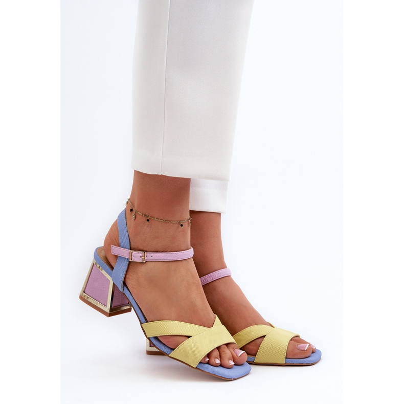 S.Barski Sandales à talons hauts pastel pour femmes D&amp;A CR482 Jaune 2