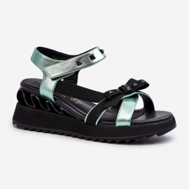 S.Barski Sandales Femme Avec Noeud D&amp;A CR956 Vert 1