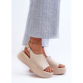 S.Barski Sandales en cuir pour femmes sur la plateforme D&amp;A SJ2301-2, beige 2