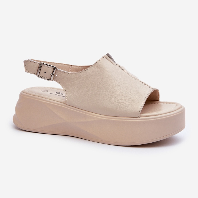 S.Barski Sandales en cuir pour femmes sur la plateforme D&amp;A SJ2301-2, beige 1