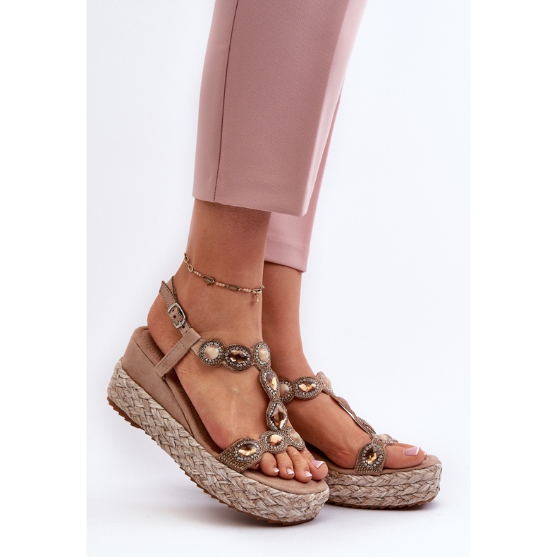 Sandales Compensées Avec Tresse Femme S.Barski MY291 Beige 2