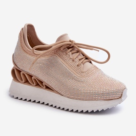 S.Barski Baskets compensées pour femmes ornées de zircons D&A MR38-377 Beige 1 S.Barski Baskets compensées pour femmes ornées de zircons D&A MR38-377 Beige 1
